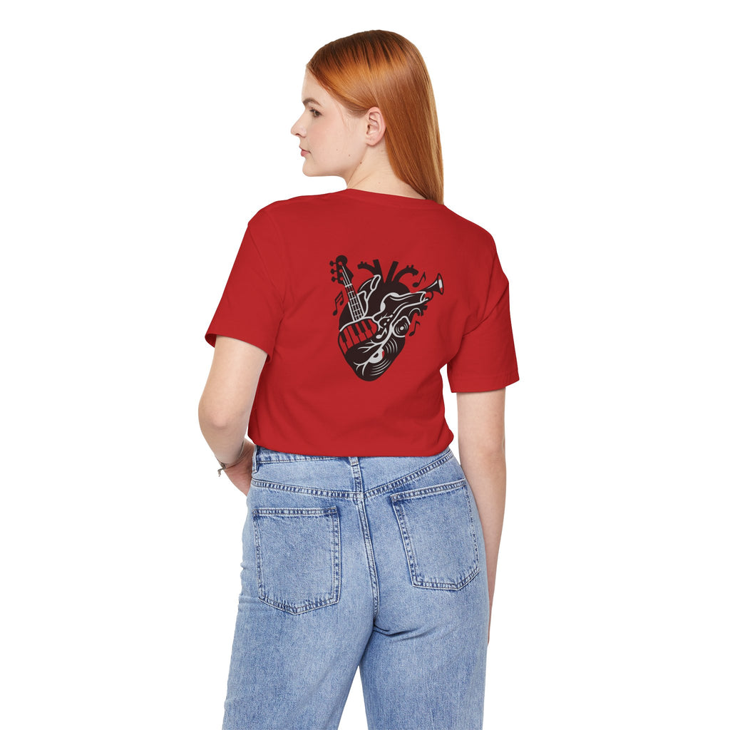 Music Heart Graphic Tee — Anatomical Heart with Instruments T-Shirt
