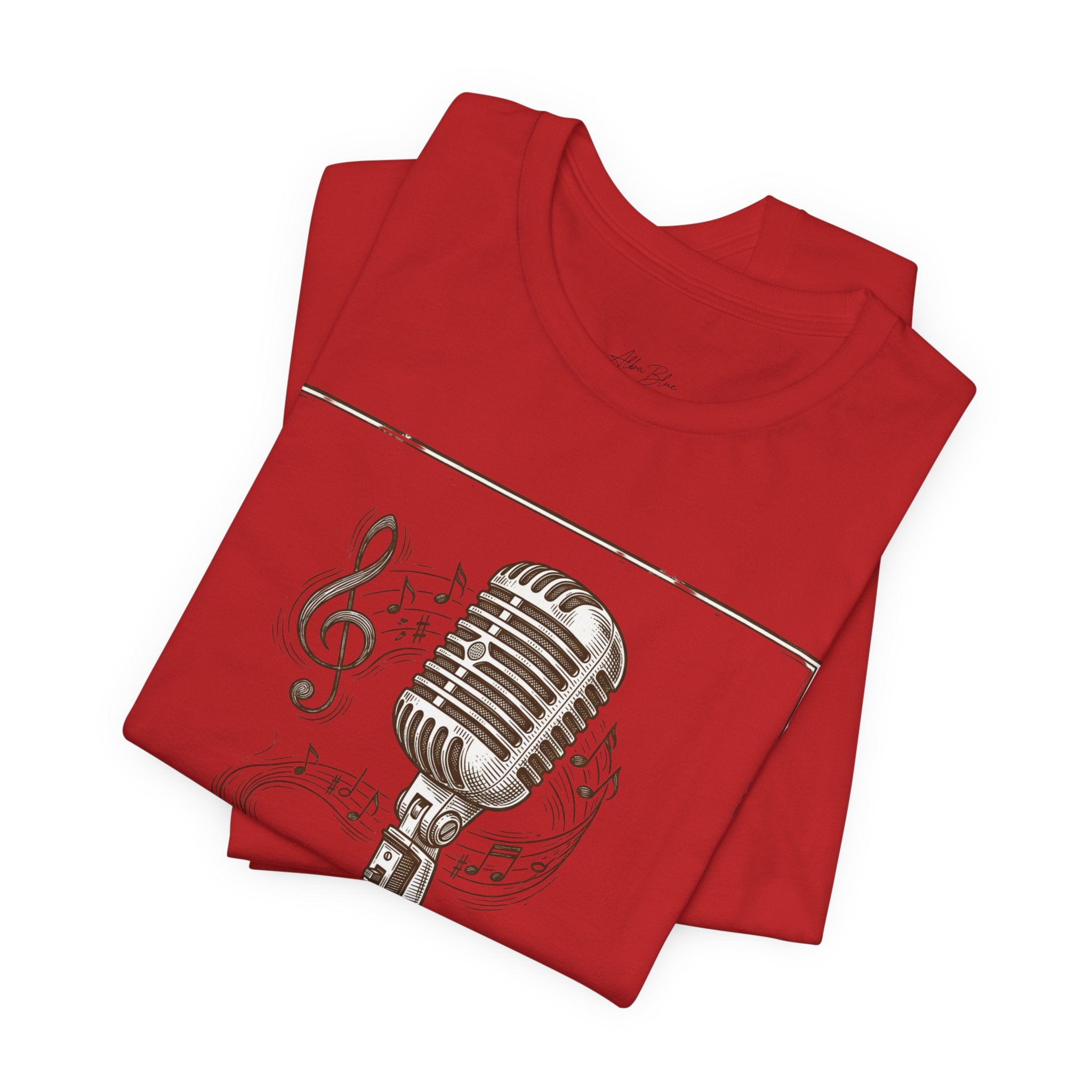 Vintage Microphone Music T‑Shirt – Retro Mic & Treble Clef Graphic Tee