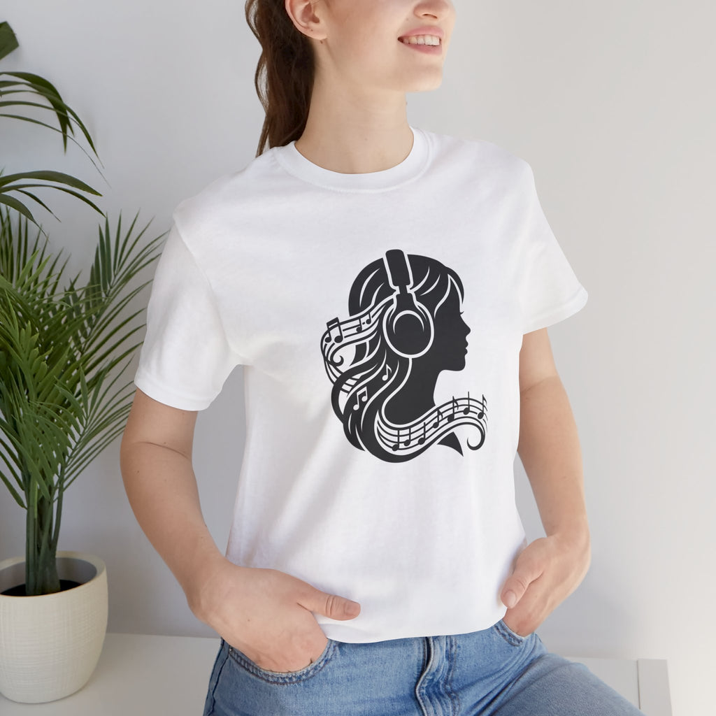Music Lover Tee — Headphones & Musical Notes Silhouette