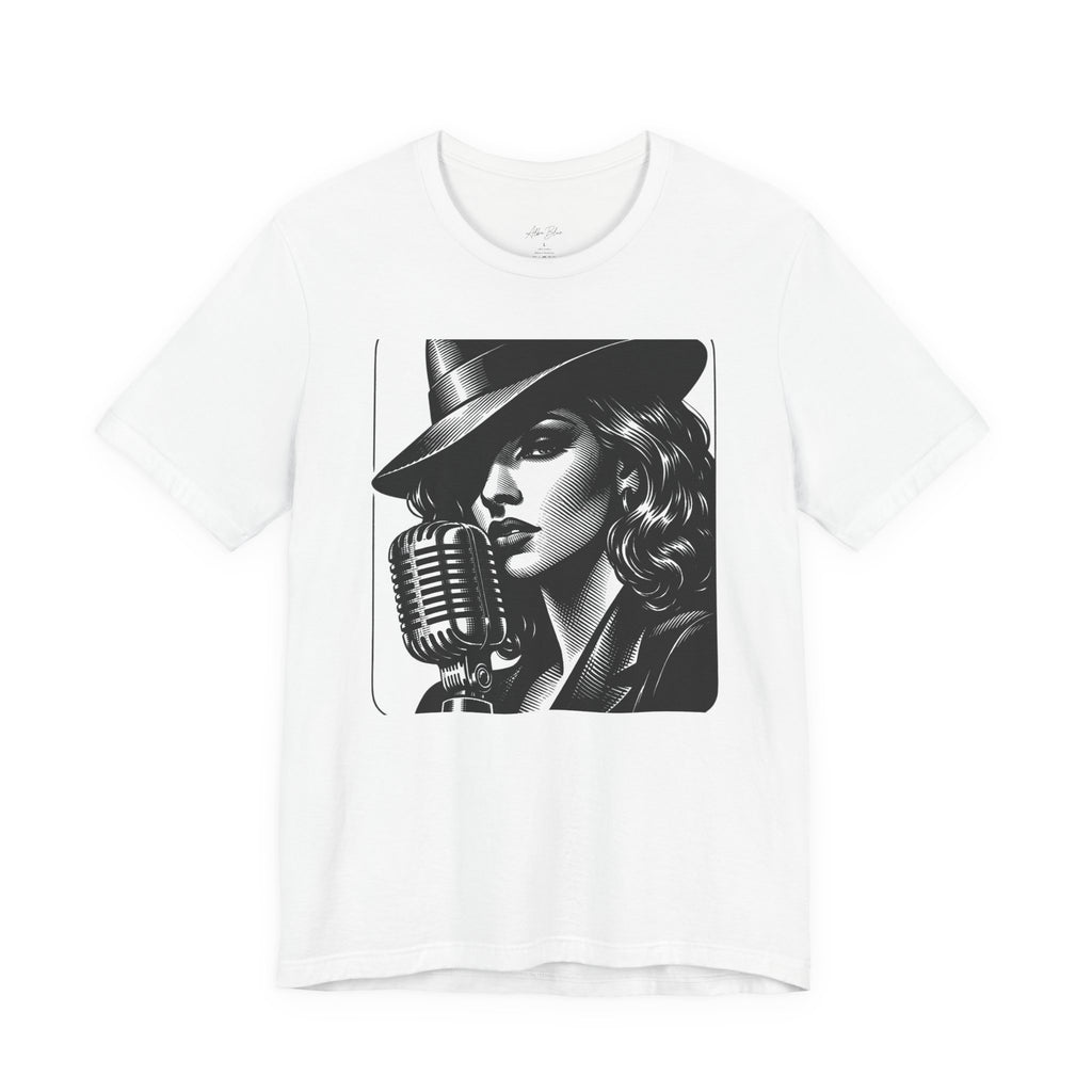 Vintage Jazz Singer T‑Shirt — Retro Microphone Noir Tee