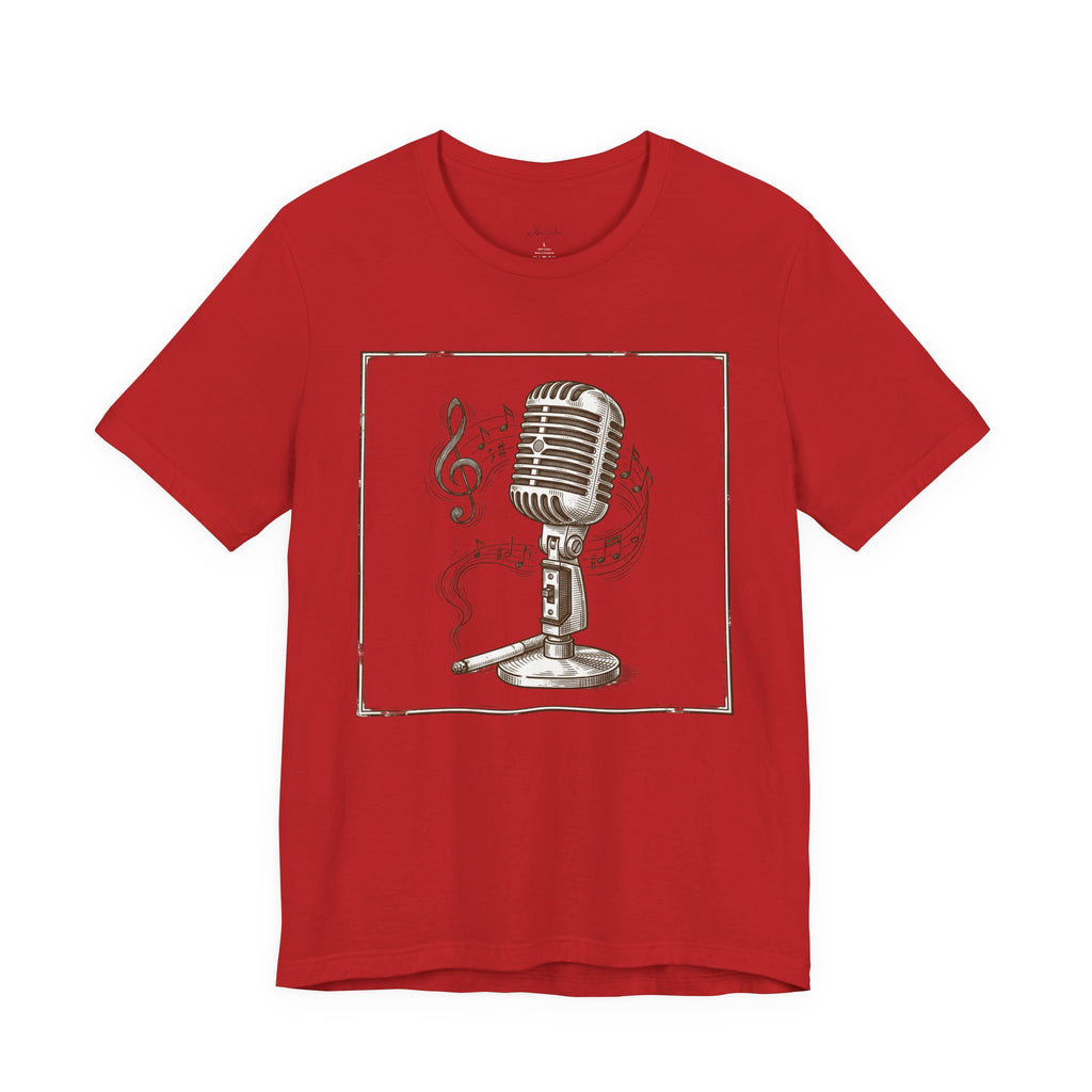 Vintage Microphone Music T‑Shirt – Retro Mic & Treble Clef Graphic Tee