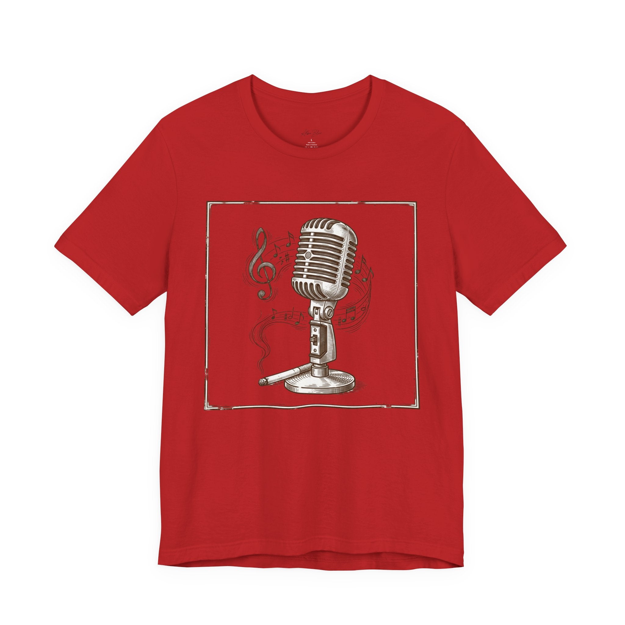 Vintage Microphone Music T‑Shirt – Retro Mic & Treble Clef Graphic Tee