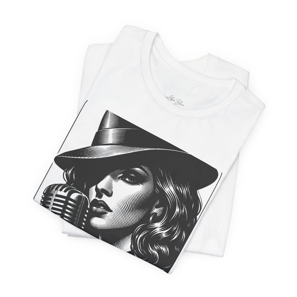 Vintage Jazz Singer T‑Shirt — Retro Microphone Noir Tee
