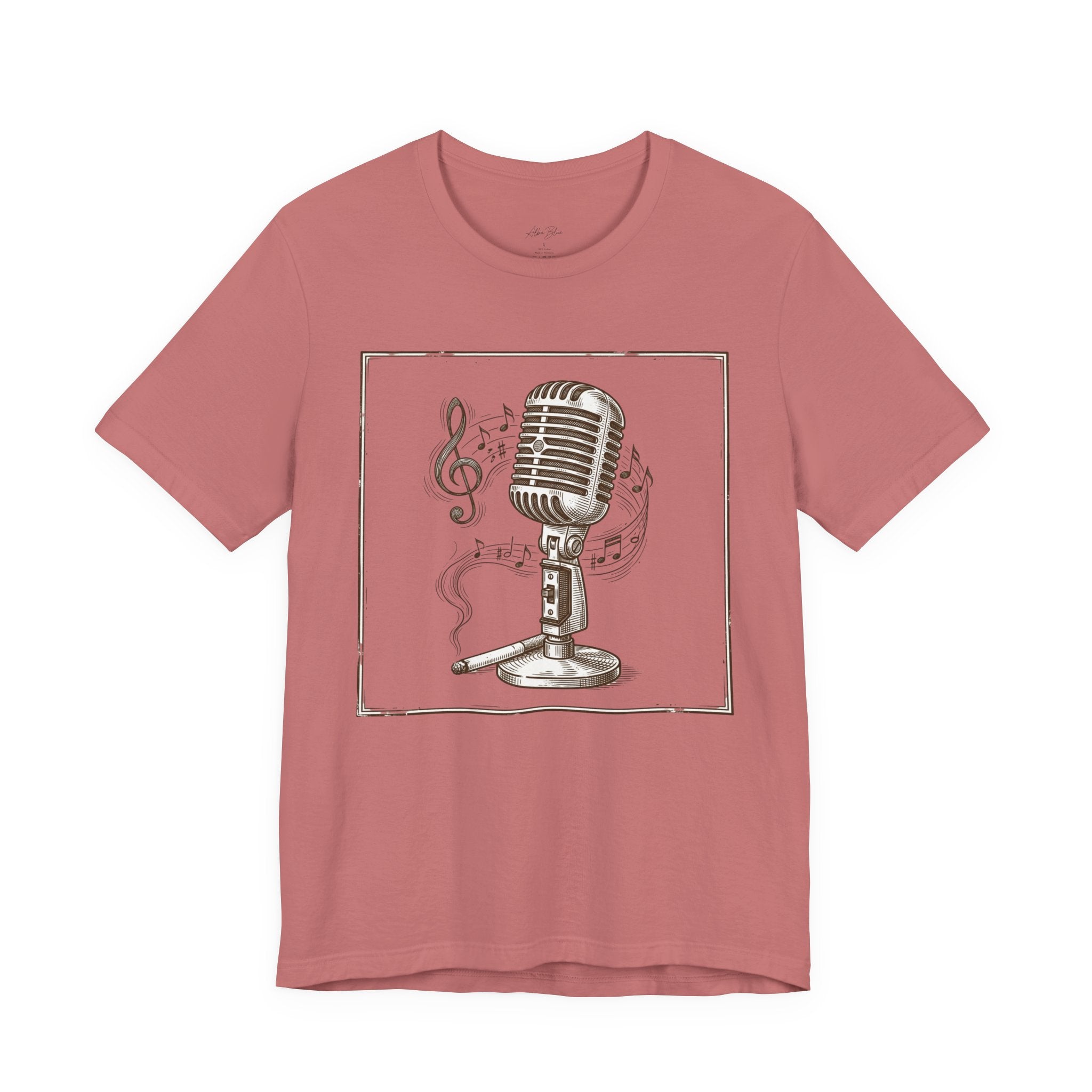 Vintage Microphone Music T‑Shirt – Retro Mic & Treble Clef Graphic Tee