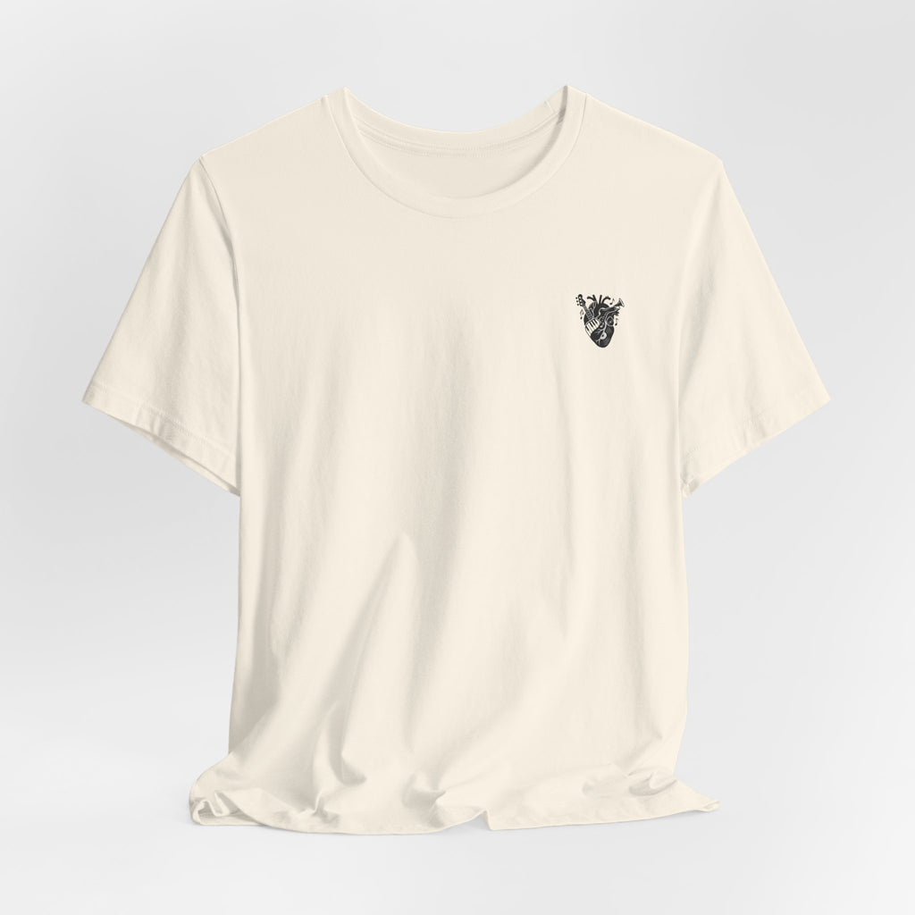 Music Heart Graphic Tee — Anatomical Heart with Instruments T-Shirt