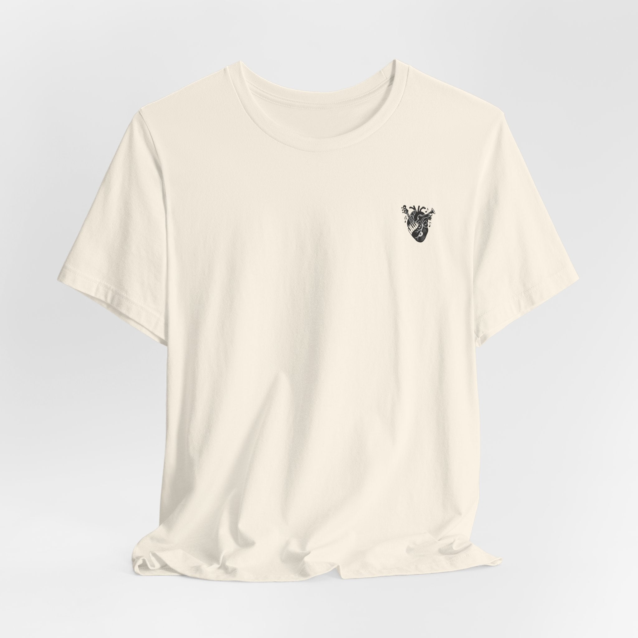 Music Heart Graphic Tee — Anatomical Heart with Instruments T-Shirt