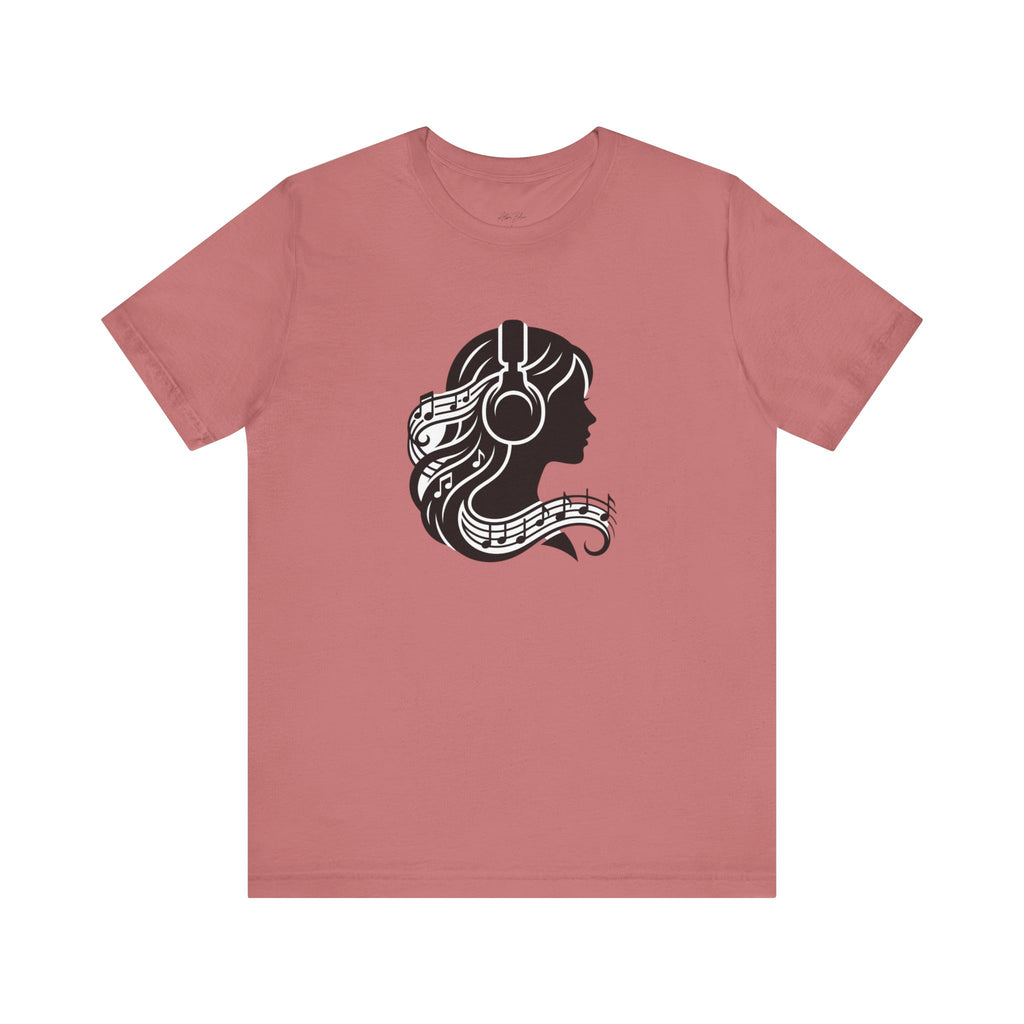Music Lover Tee — Headphones & Musical Notes Silhouette