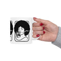 Afro Singer Ceramic Mug – Retro Microphone Black & White Coffee Cup (11oz/15oz)