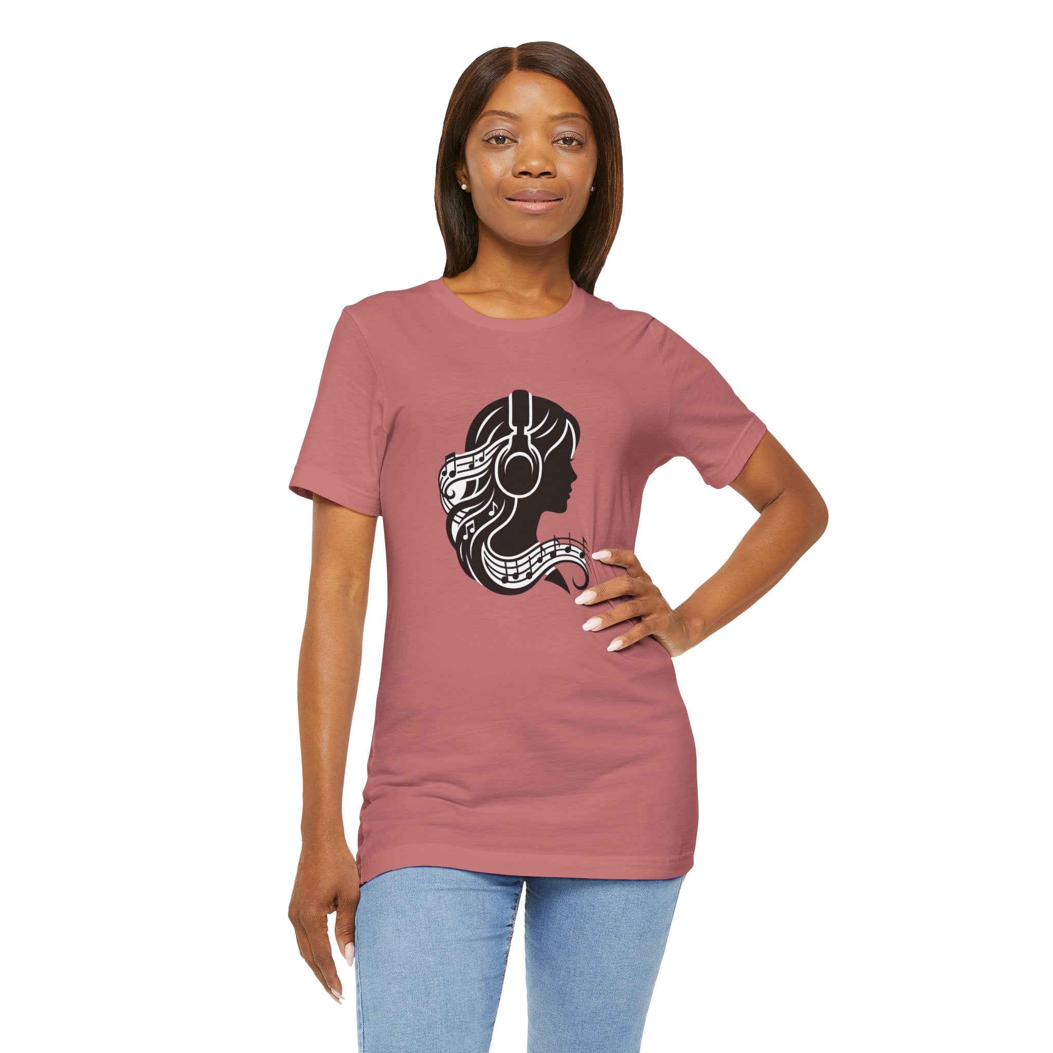 Music Lover Tee — Headphones & Musical Notes Silhouette